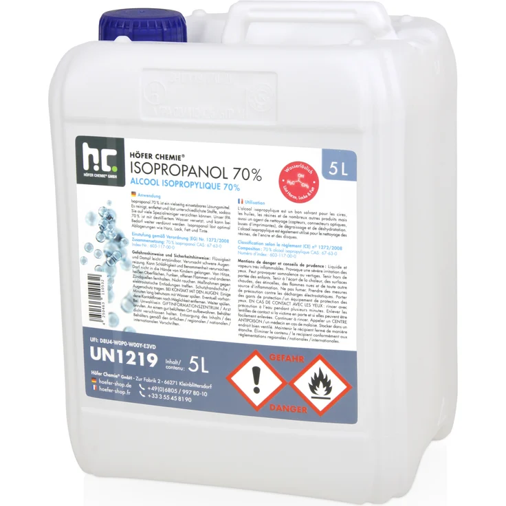 Höfer Chemie GmbH 1 x 5 Liter Isopropanol 70% in 5 L Kanistern – Bild 1