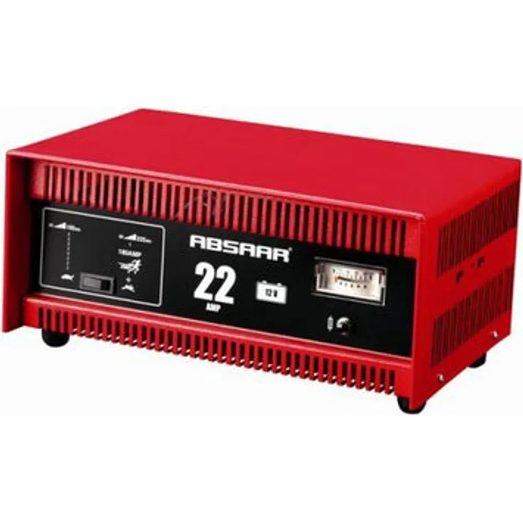 Absaar Batterieladegerät + Starthilfe 12 Volt 30-225 Ah 22 Ampere rot