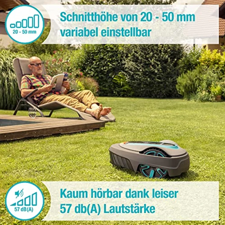 Gardena Mähroboter SILENO city 600 m²: Rasenroboter für bis zu 600 m² Rasenfläche, präzise Schnittergebnisse, Einstellungen und Setup über Gardena Bluetooth App (15010-20) – Bild 4