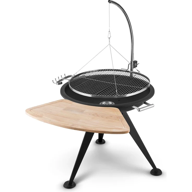 Delion Galgen-Schwenkgrill Feuerschale Ø80cm Hochfuß Seilzug Edelstahl Schwarz – Bild 18