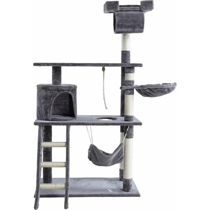 Katzenkratzbaum Kletterbaum Katzenbaum Kratzbaum Spielbaum 140 cm Hellgrau – Bild 1