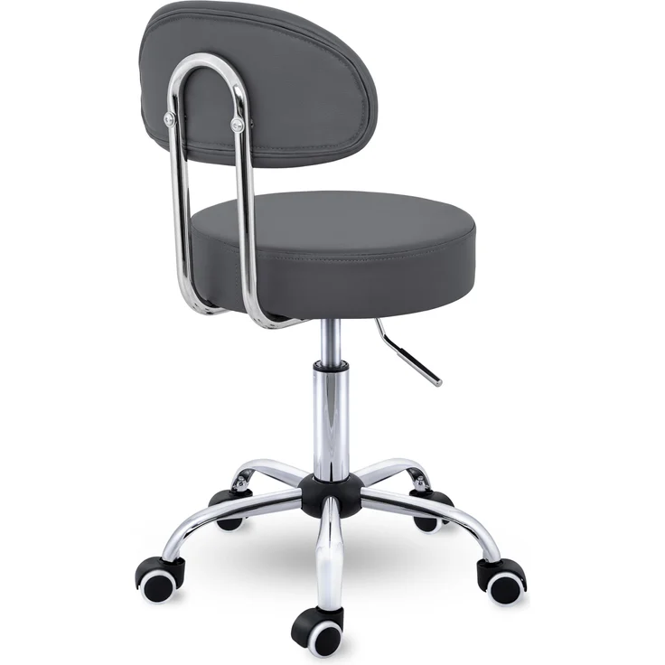 TRESKO Rollhocker Grau mit Lehne Arbeitshocker Hocker Drehhocker Kosmetikhocker Praxishocker - Preisvergleich – Bild 3