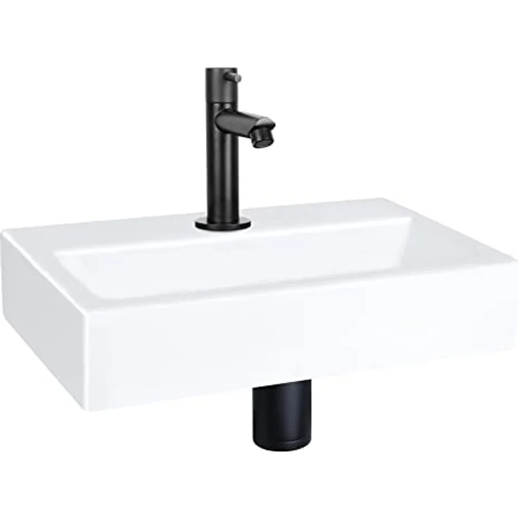 Differnz Flat Waschbecken-Set, kompakte Waschschüssel 38x24x7 cm für moderne WC-Räume – Bild 1