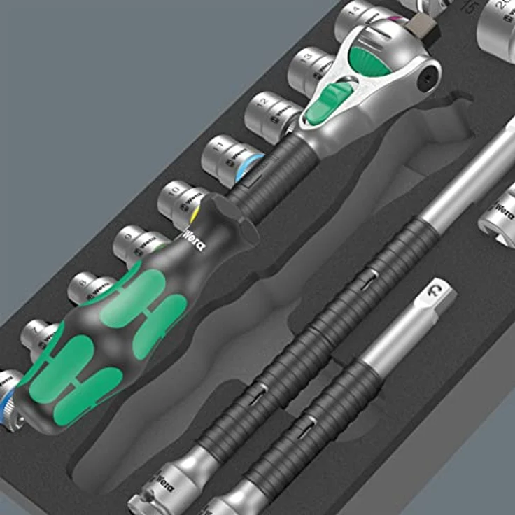 Wera Werkzeugbox 9721 Schaumstoffeinlage 8000 B Zyklop Knarre, 23-teilig mit 3/8" Speed-Knarre, wasser- und ölabweisend – Bild 4