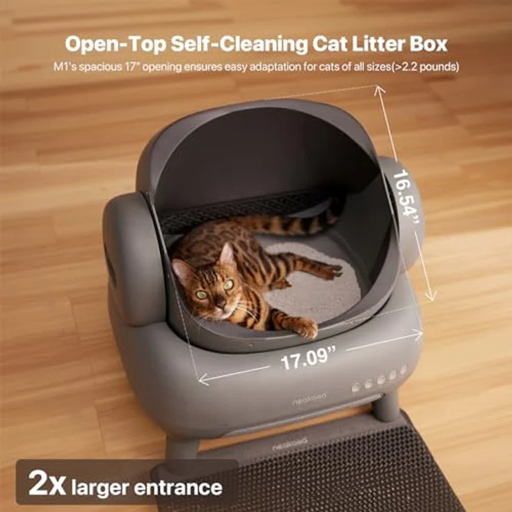 Neakasa M1 Open-Top Selbstreinigende Katzentoilette, Automatische Katzentoilette mit APP-Steuerung, Geruchsfreie Abfallentsorgung inkl. Müllbeutel – Bild 3