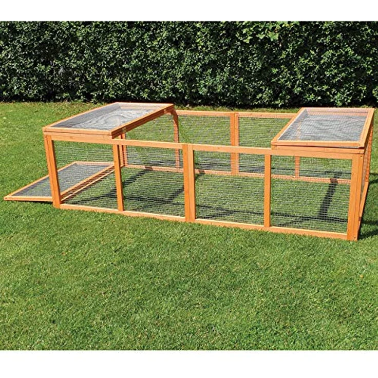 NYVI Freilaufgehege FreeBunny XXL 180x90x48 cm Natur - Wetterfest, Imprägniert, Erweiterbar - Außengehege für Kleintiere wie Hasen & Kaninchen - Freilauf Auslauf - Freigehege aus Holz & Metallgitter – Bild 4