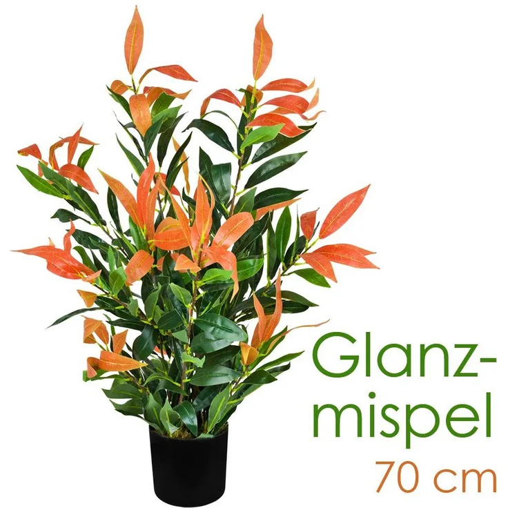 Kunstblume Künstliche Glanzmispel Photinia Kunstpflanze Künstliche Pflanze 70 cm, Decovego