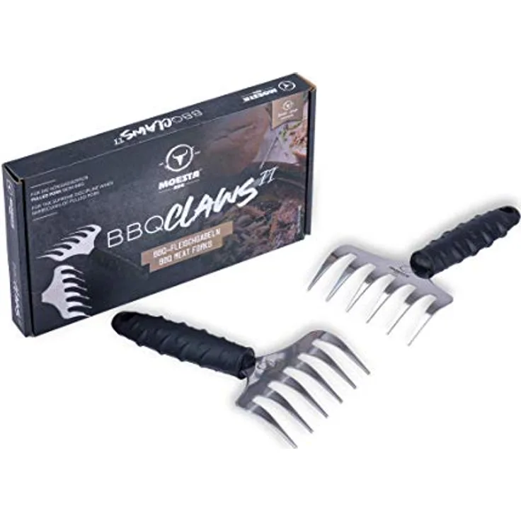 MOESTA-BBQ 19231 - Edelstahl Meat-Claws – Ideale BBQ-Claws für Pulled Pork, Beef Chicken - Bärenkrallen, Fleisch-Krallen