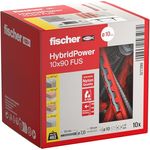 fischer HybridPower 10 x 90 FUS, Hochbelastbarer Dübel für Mauerwerk und Beton, Einfache Montage ohne Setzwerkzeug, Brandsicher