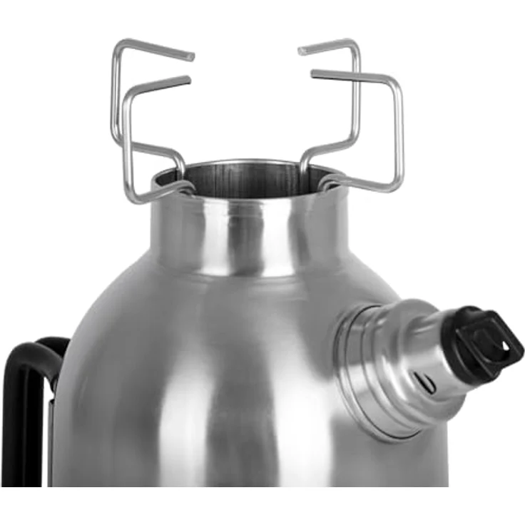 Petromax Feuerkanne Edelstahl 1,5 l, Outdoor-Kocher mit Dampfpfeife und Silikonummantelten Griffen – Bild 5