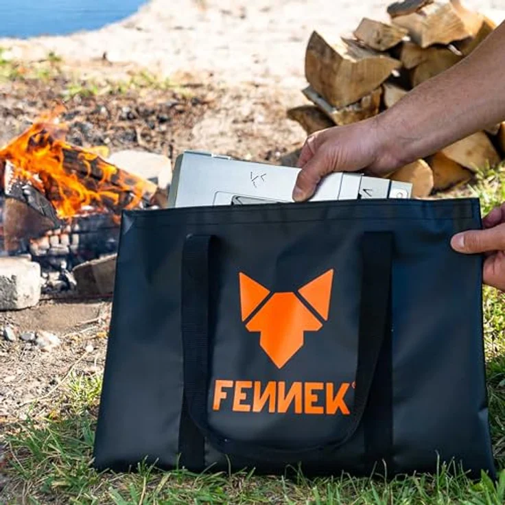 FENNEK 4 FIRE, Steckbares Zubehör für Feuerschale FENNEK Hexagon, Edelstahl Grillplatte 550 x 240 mm für Garten, Camping und Vanlife – Bild 3