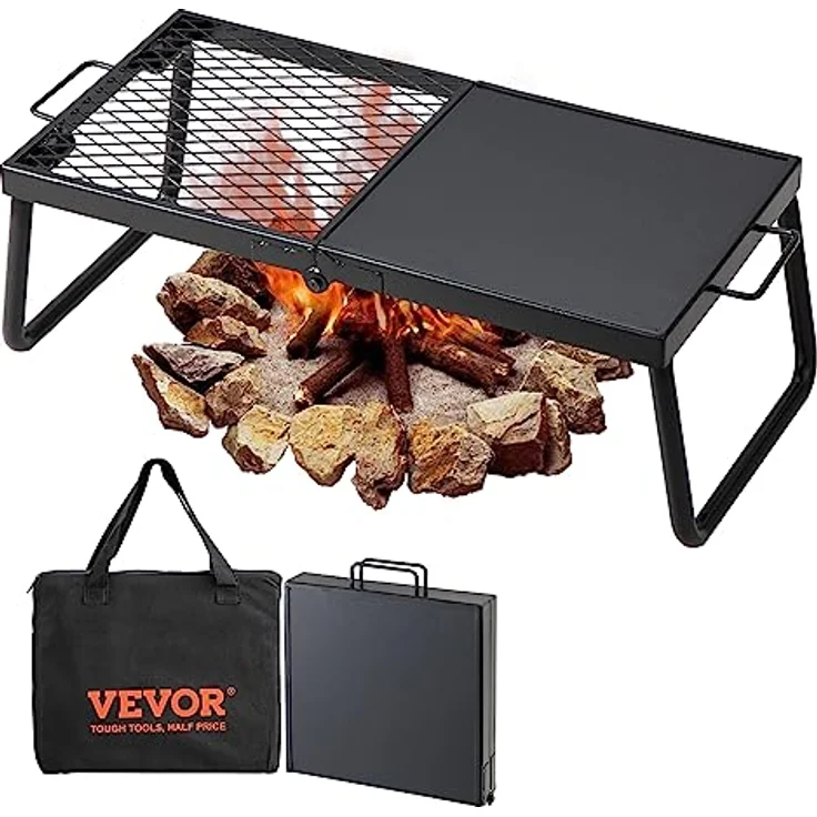 VEVOR BBQ Gills Holzkohlegrill Klappgrill Tischgrill 570 x 285 x 230 mm, 6 kg Belastbar Tragbarer Reisegrill Outdoor Campinggrill 300 ℃, Grillgitter + Grillplatte für Gartenpartys, Picknick, Terasse – Bild 1