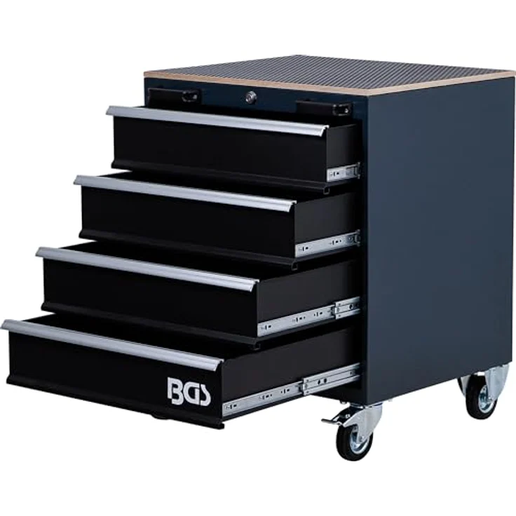 BGS TECHNIC Werkstattwagen 4 Schubladen, modular für Schrankwand-System, pulverbeschichtet, abschließbar, mit 100% Schubladenauszug – Bild 9