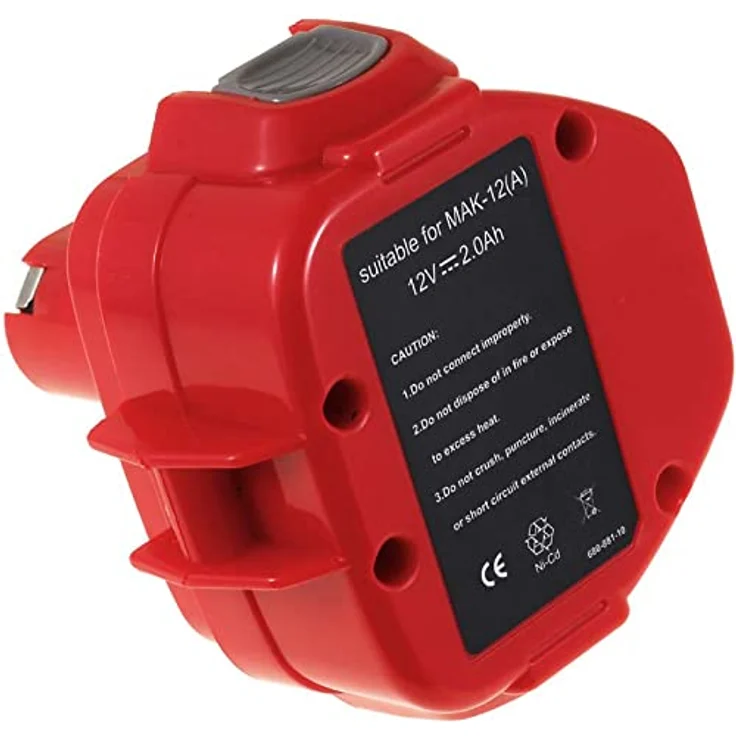 akku-net Akku für Makita Typ 1222, 12V, NiMH, hohe Kapazität 2000mAh/24Wh, robust, Rot – Bild 5