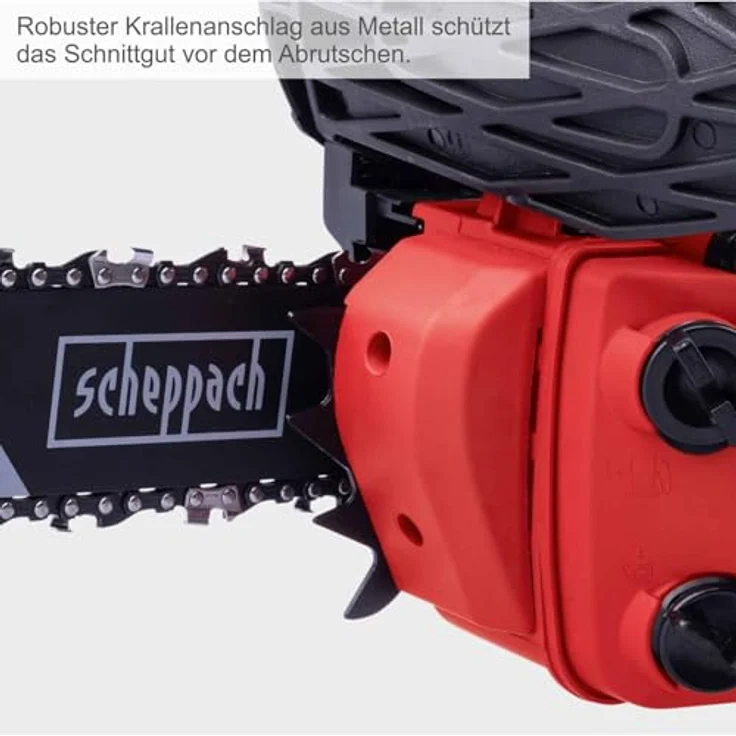 Scheppach PCS26 Tophandle, Benzin-Kettensäge mit 700 W, 25,4 cm³ Motor und 25 cm Schwertlänge – Bild 9