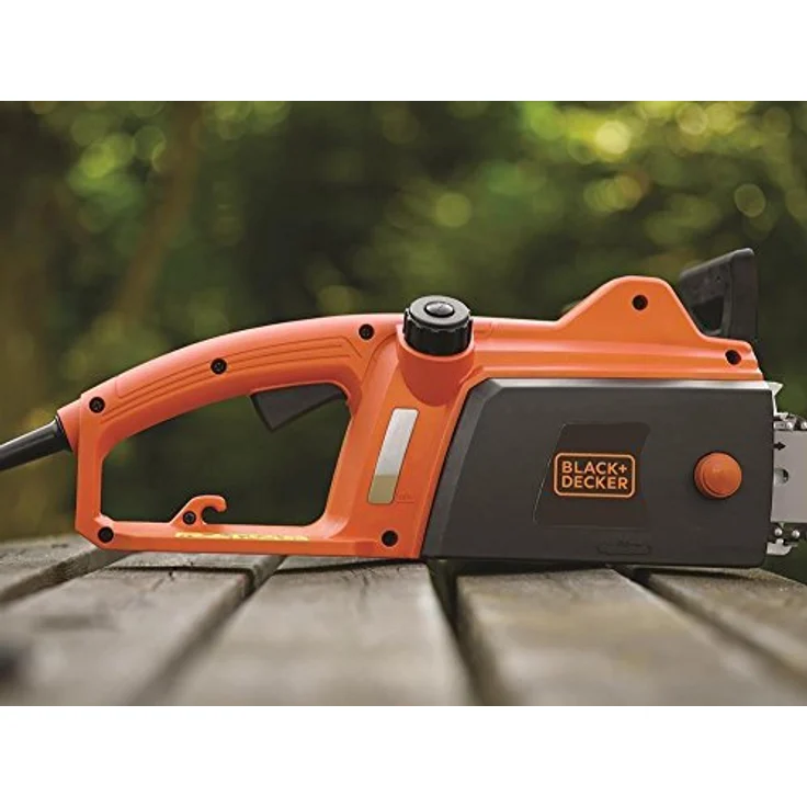 Black+Decker Elektro-Kettensäge CS1835 Motorsäge - 1800W, 35 cm Schwertlänge 12.5m-s Kettengeschwindigkeit, rückschlagarm, Kettenbremse schwarz orange – Bild 5