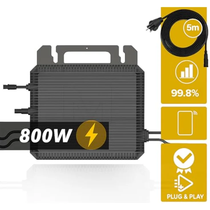 SUNNIVA® 2000W Balkonkraftwerk BIFAZIAL FULLBLACK, Komplettset mit 4x 500W Glas-Glas Solarmodulen, 800W Wechselrichter, 5m Kabel, Bluetooth und WIFI – Bild 3