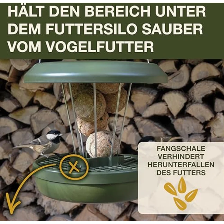 SWISSINNO Vogelfutterhaus zum Aufhängen – Lucerne SMART Birds - Meisenknödelhalter mit Auffangschale - Rattensicher - Futterstation für 7 Meisenknödel - Hellblau – Bild 3