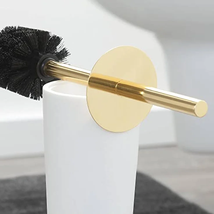 Sealskin Toilettenbürste Glossy, WC-Bürstengarnitur aus Acryl, Farbe: Weiß - Gold, 33.7 x 9.5 x 9.5 cm – Bild 3