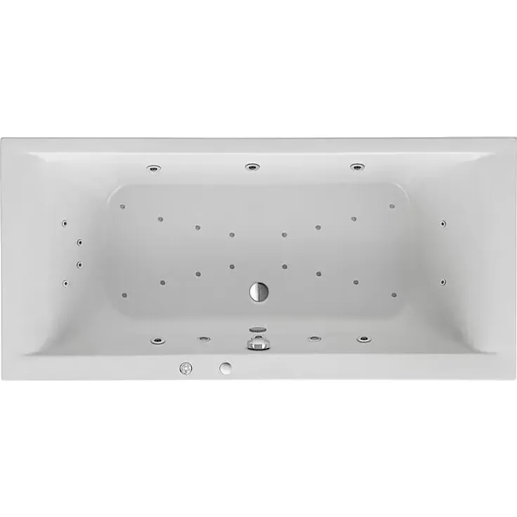 Ottofond Whirlpool Palermo, 190 x 80 cm, Sanitäracryl, Weiß, mit Hydra-Jet-Massage, Licht- und Soundsystem