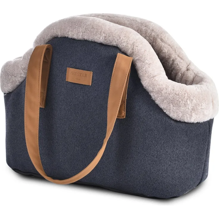 HEIM Tiertransporttasche Heimtiertragetasche "Love", Chenille-Gewebe in samtartiger Oberfläche, Camel-Plüsch innen, abwaschbarer Boden - 43x20x34cm