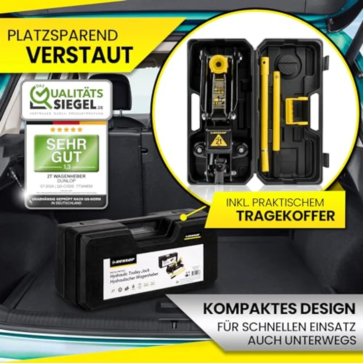 "Dunlop Wagenheber Rangierwagenheber Transportbox und Gummiauflage 2t hydraulisch, pneumatisch mit Transportkoffer, rot\ – Bild 6
