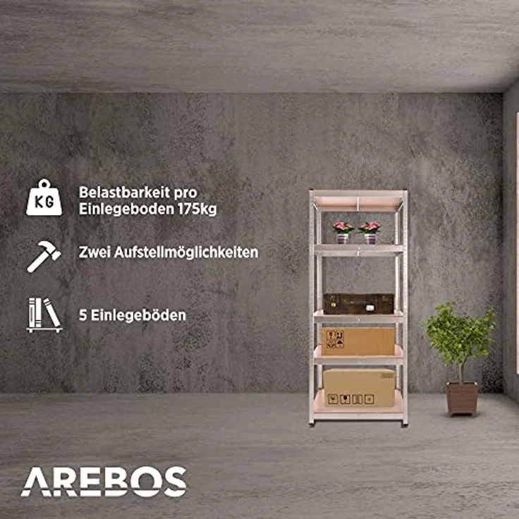 Schwerlastregal Lagerregal Werkstattregal Steckregal Kellerregal Regal Büroregal - Verzinkt – Bild 5