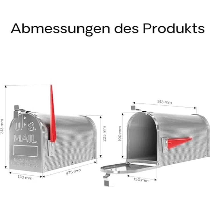 US Mailbox Amerikanisches Design silberfarben Briefkasten Standbriefkasten – Bild 4