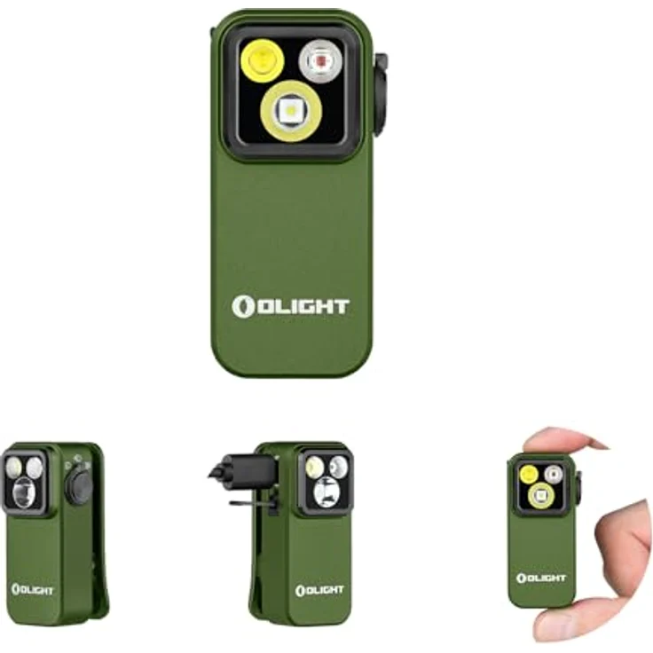 OLIGHT Oclip Pro Mini LED Taschenlampe, 500 LM wiederaufladbar mit Flutlicht, fokussiertem Licht und Rotlicht, IPX6 wasserdicht, grün – Bild 1