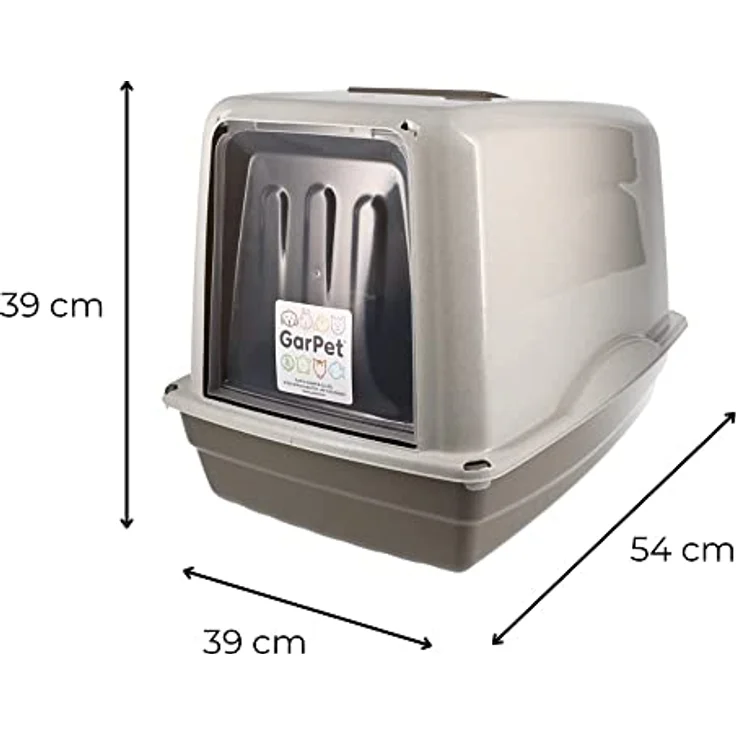 Katzenklo mit Deckel Aktivkohlefilter große XXL Katzentoilette Katzen WC Hauben Toilette Klo Outdoor grau – Bild 3
