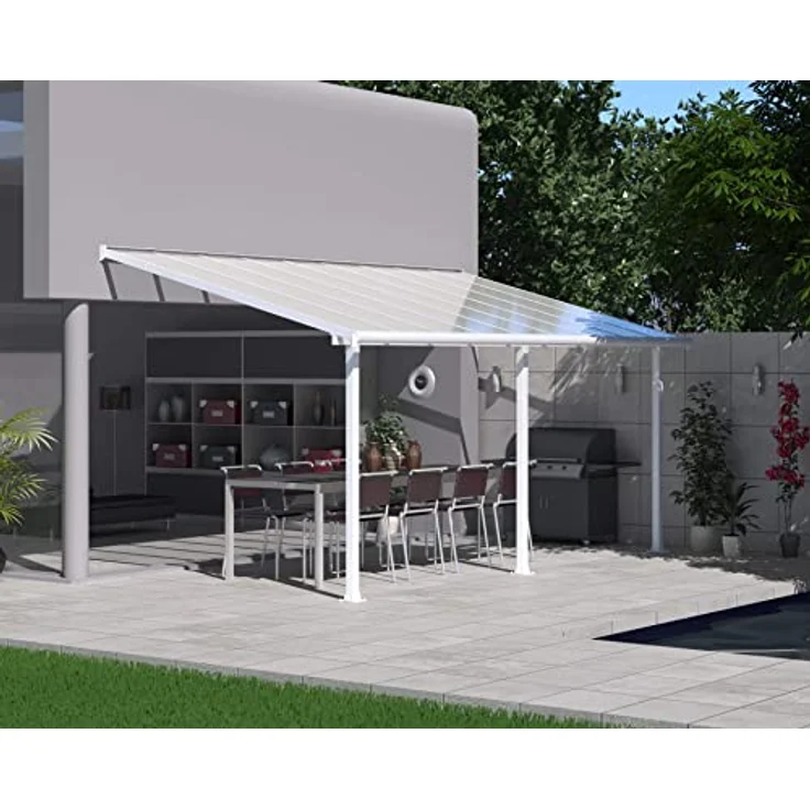 Canopia by Palram Terrassenüberdachung Alu Olympia 3X5.46 Polycarbonat Hohlkammerplatten Pergola 546 x 295 cm Weiss zur Überdachung ihrer Terrasse – Bild 4