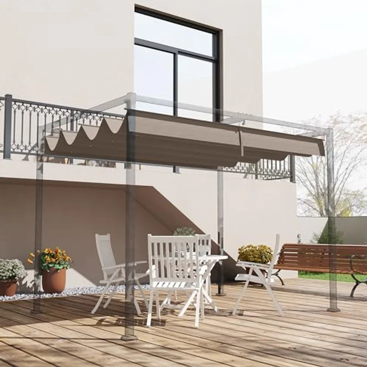 Outsunny Pavillon-Ersatzdach für 2,85 x 2 m Pergola, wasserabweisend, UV-Schutz 30+, Farbe Kaffee, mit Regenabflusslöchern, 286 x 245 cm – Bild 2