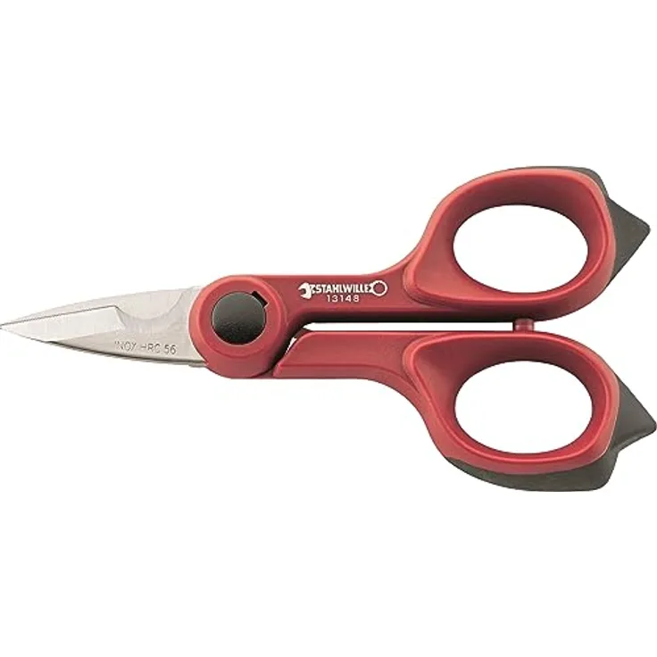 STAHLWILLE 13148 Kabelschere l zum Schneiden von Kabeln, Messing, Kupfer, Aluminium l ermüdungsfreies Arbeiten durch handgerechte 2-K Griffe, rot