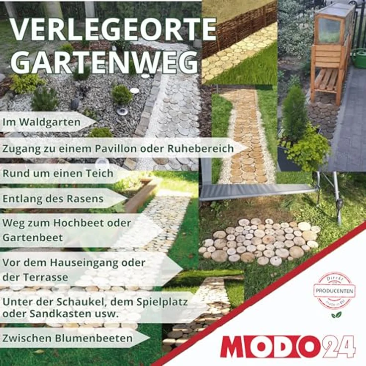 MODO24 Gartenweg aus Holz, 4 Module, FSC-Holz, Modulmaß 80x40x2 cm, natürlicher Look – Bild 4