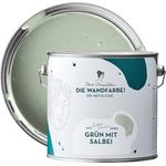 MissPompadour Wandfarbe Grün mit Salbei, abwaschbare, scheuerbeständige Wandfarbe mit hoher Deckkraft, 2,5 L, wasserbasiert