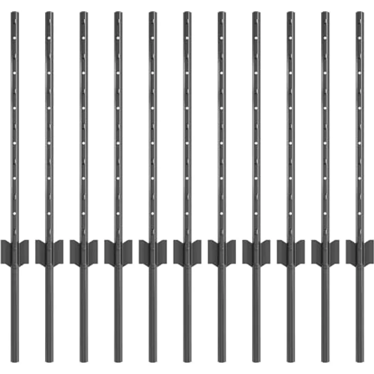 vidaXL Zaunpfosten U-Kanal, 11 Stück, 60 cm, Stahl, grau, langlebig und modern für Außenbereiche – Bild 1