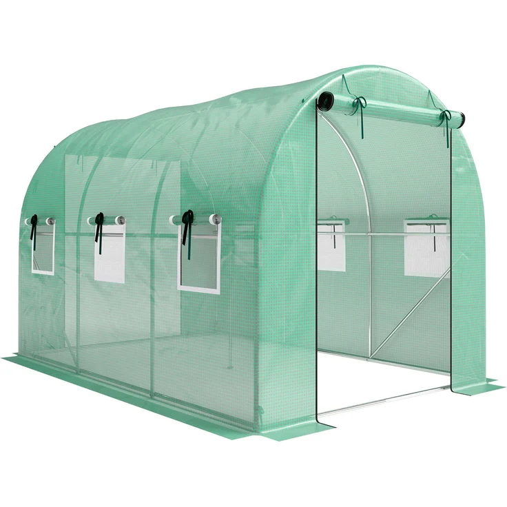 Northio Gewächshaus 3x2x2m, inklusive Rolltoren und Moskitonetzen für optimale Belüftung und Pflanzenschutz
