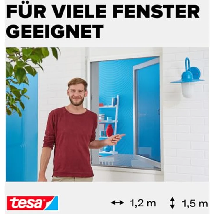 tesa Fliegengitter ALU COMFORT Fenster, 1,20 m x 1,50 m – Bild 3