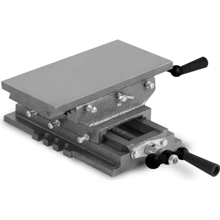 EBERTH BV3-5BT, Schraubstock Kreuztisch aus Gusseisen und Stahl, Arbeitstisch 120 x 230 mm, Arbeitshöhe 100 mm, 2 Achsen für präzise Bohr- und Fräsarbeiten – Bild 2