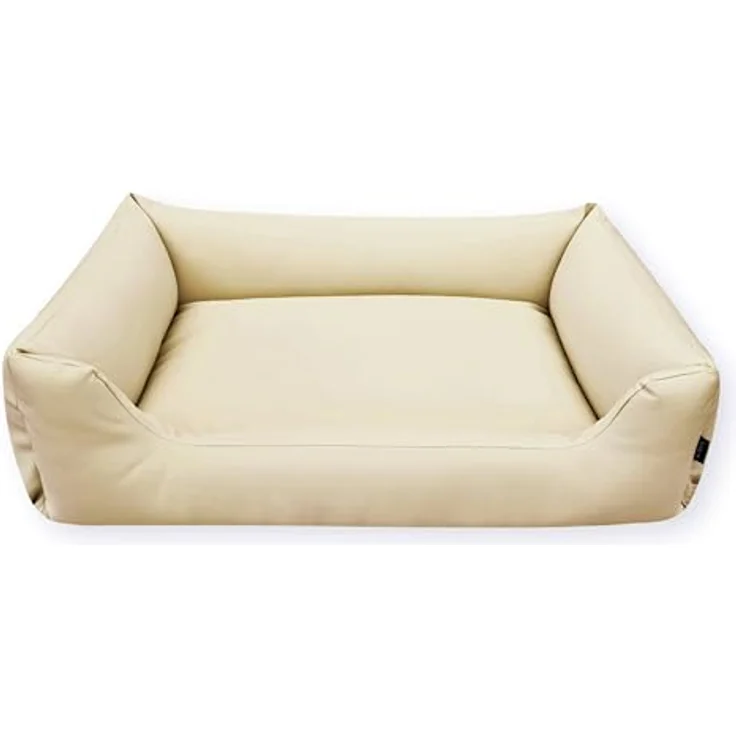 4L Textil Mario Wasserfestes Hundebett aus Kunstleder 100x70 cm Beige(Hundekorb) - Robust, wasserabweisend, leicht zu reinigen, für mittelgroße Hunde geeignet – Bild 1