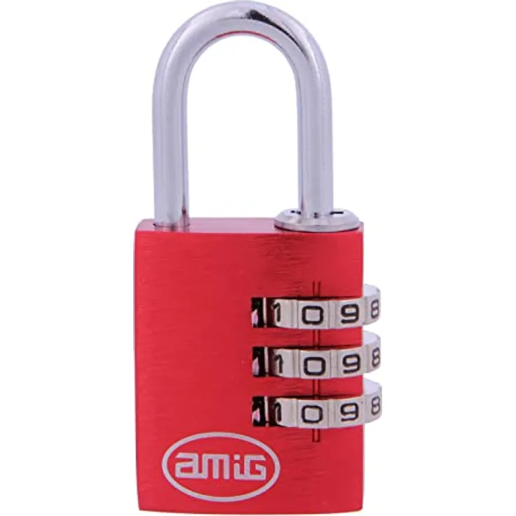 Amig - 21940 Zahlenschloss Modell 75, Aluminium, Breite: 25 mm, Rot