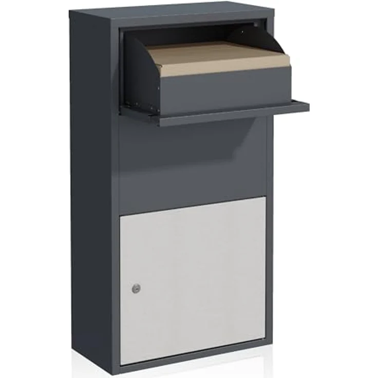 Zelsius Paketbriefkasten, Paketbriefkasten aus pulverbeschichtetem Edelstahl in Anthrazit RAL 7016 mit Diebstahlsperre – Bild 6