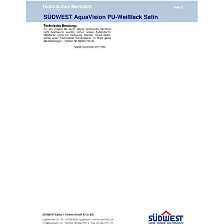 Südwest AquaVision PU-Weißlack Satin 2,5 Liter – Bild 4