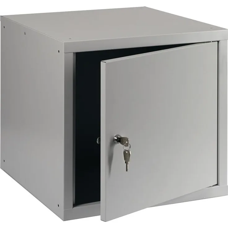 HP Autozubehör Werkstattschrank, Schließfachschrank lichtgrau RAL 7035, aus Stahlblech mit Zylinderschloss, H450xB450xT450mm