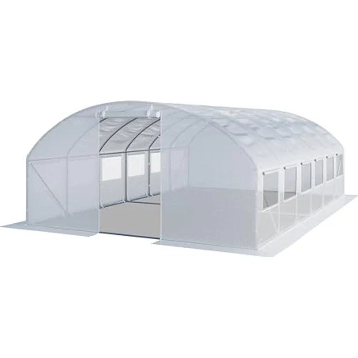 TOOLPORT Foliengewächshaus Gewächshaus 4x6m stabil & langlebig mit Fenster - reißfeste PE Plane 180g/m² weiß transparent – Bild 1