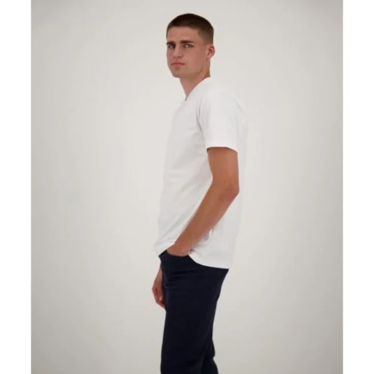 Ragman Herren V-Neck T-Shirt, kurzarm, casual, bequem sitzend, Baumwolle, weiß, Größe M – Bild 6