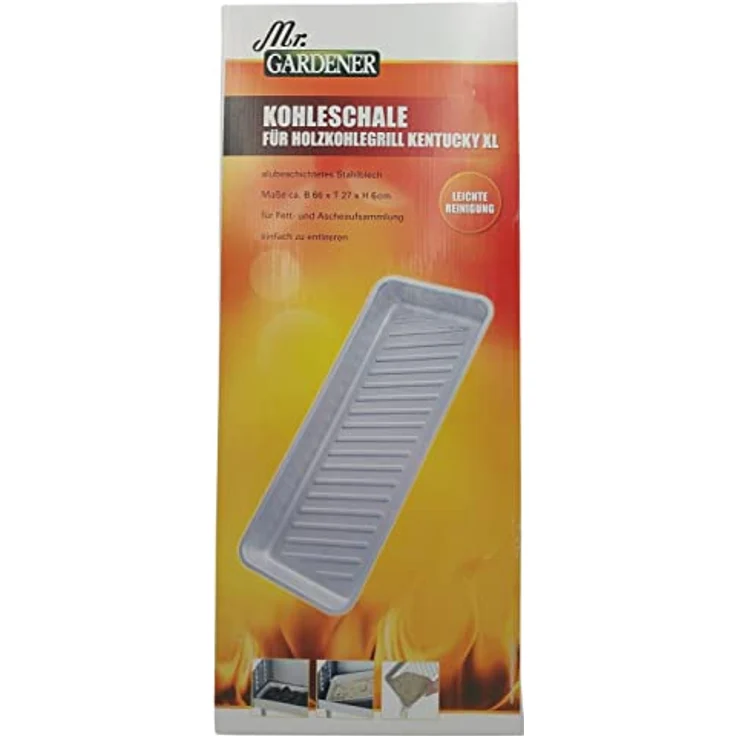 BURI Mr Gardener Kohleschale für Holzkohlegrill Fettwanne 66x27x6cm für Kentucky XL – Bild 2
