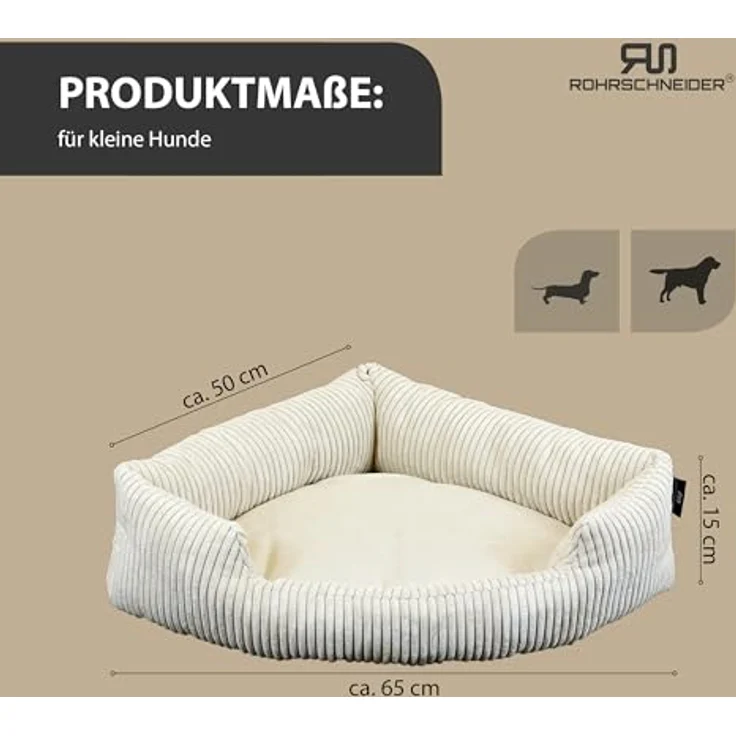 Rohrschneider® XXL Eck-Hundebett für große Hunde | Weiche Hundedecke für Ecke aus Cord | Großes Hundebett für große Hunde oder 2 Hunde| Hundekissen Cord in grossen Größen (1 45x63cm) – Bild 3