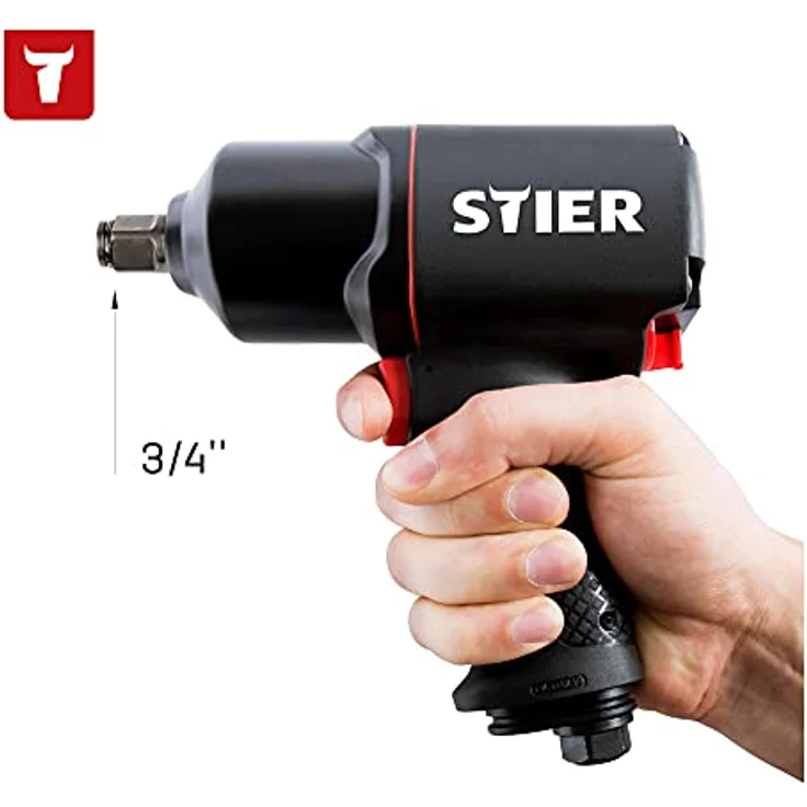 STIER Druckluft Schlagschrauber 23-TR, 3/4 Zoll, max. Lösemoment: 1.756 Nm, Hochleistungs Doppelhammer-Schlagwerk, 3 Geschwindigkeitsstufen, Rechts- und Linkslauf – Bild 3