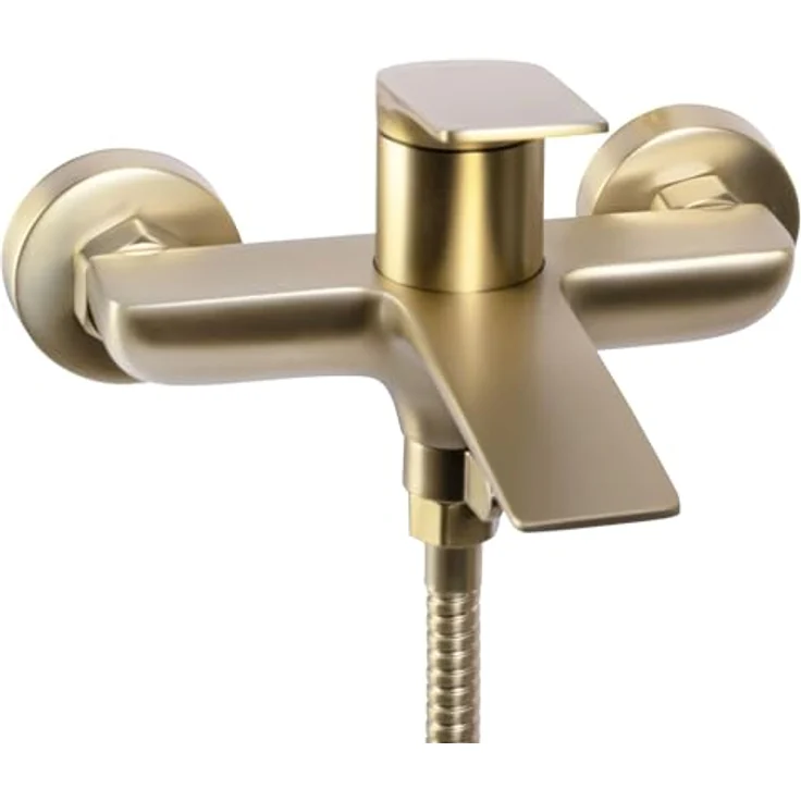 Rea Avalon Badewannenarmatur mit Handbrause, gebürstetes Gold, modernes Komplettset - 18,5X18,5X11,5CM – Bild 3